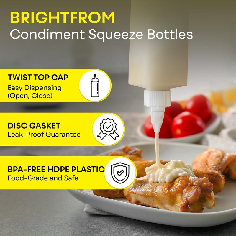 4 Pack 16oz Condiment Squeeze Bottles Leak Proof for Sauce Oil Crafts BPA Free gallery