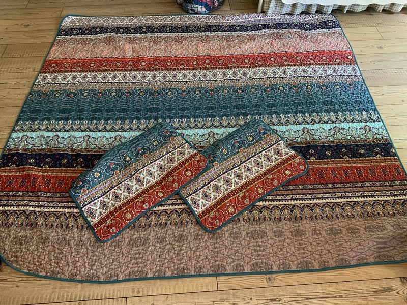 Wongs Queen Comforter Set 3pc Boho Eclectic Multi Colored Quilt & 2 Shams gallery