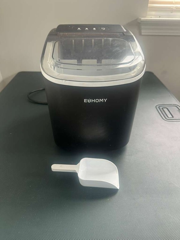 EUHOMY Countertop Ice Maker Machine with Handle 26lbs in 24Hrs 9 Ice Cubes Ready gallery