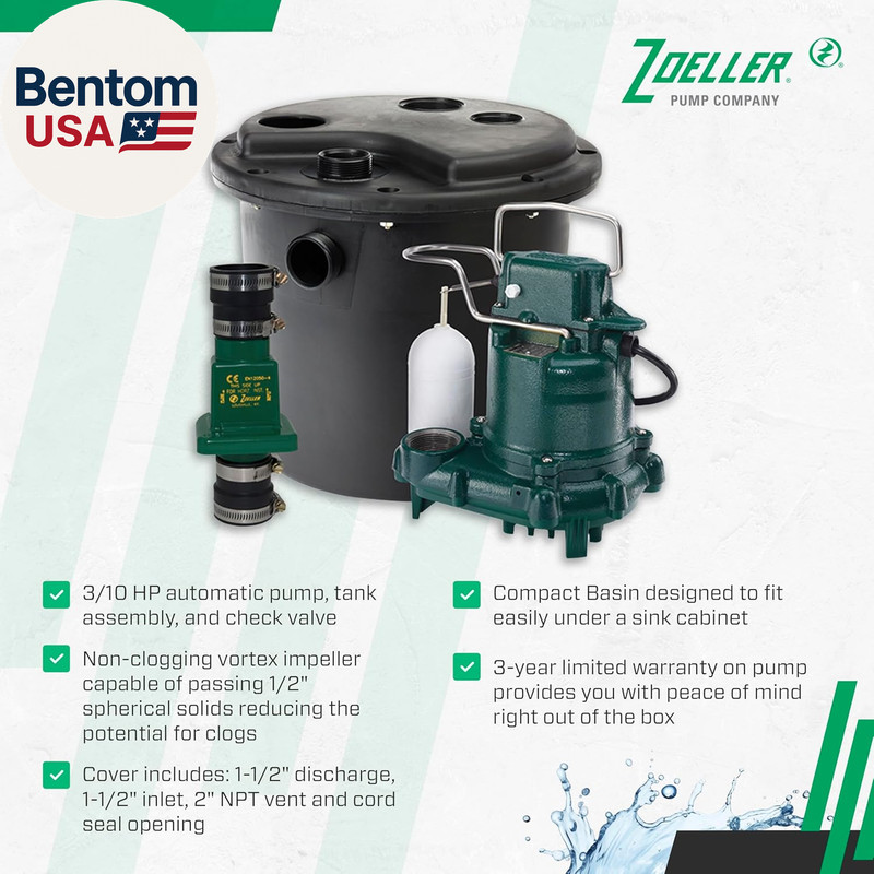105-001 Automatic Drain Pump System - with 3/10HP Submersible Sump Pump M53 - Ut gallery