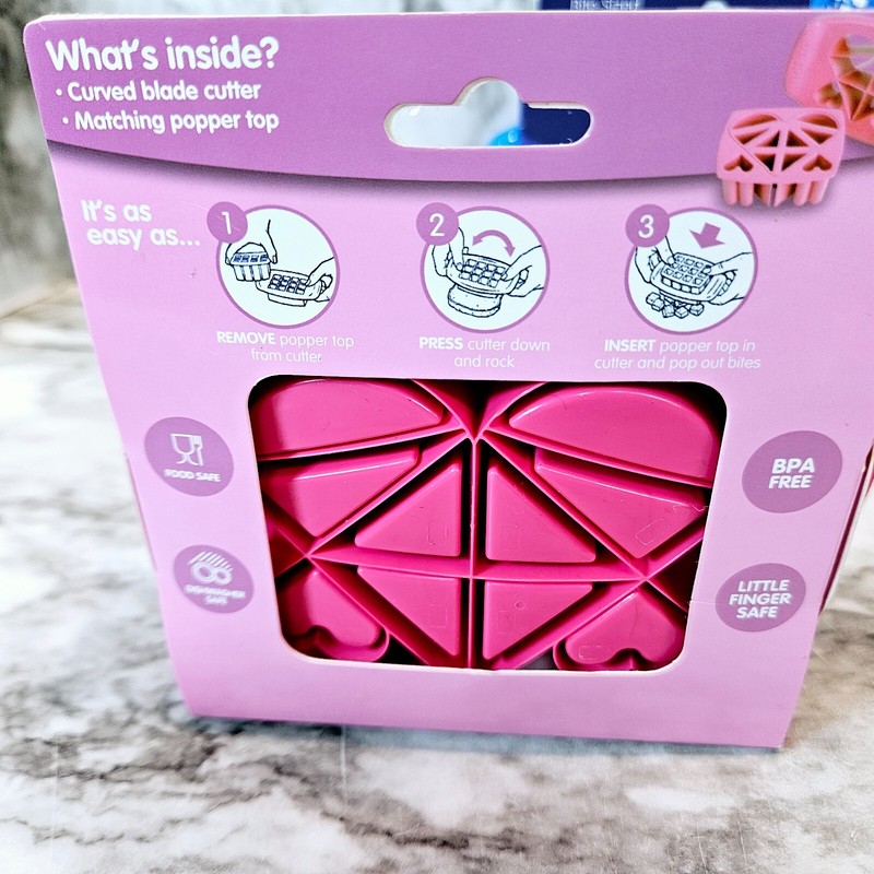Funbites Bite Sized Food Cutter Set Hearts Triangles Squares Lot of 3 gallery