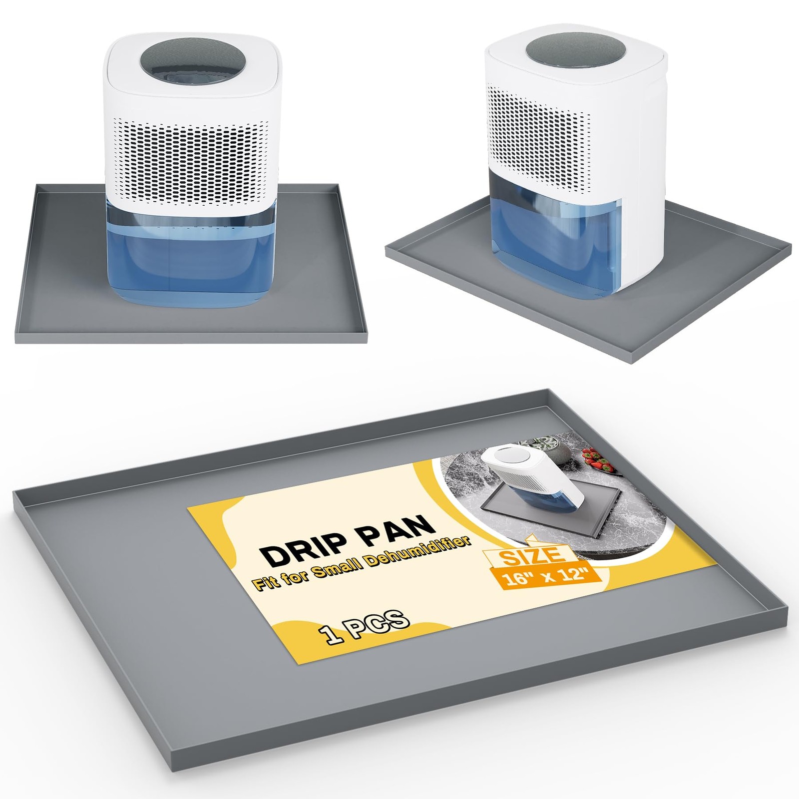 Dehumidifier Drip Pan Mat for Leaks 16x12 Inch Waterproof Gray Non-Slip gallery
