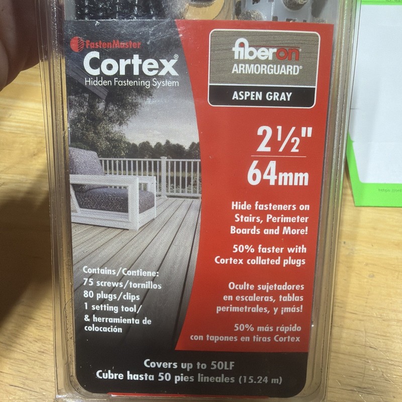 FastenMaster Cortex 2-1/2" Fiberon Decking Hidden Fastening 75 Screws Aspen Gray gallery