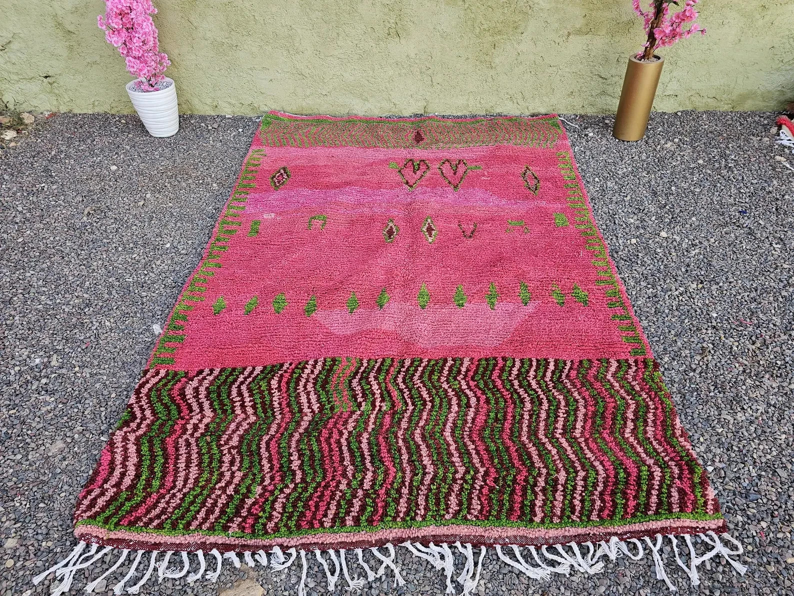 Handmade Pink Moroccan Rug – Geometric Berber Wool Rug for living room 8x10 gallery