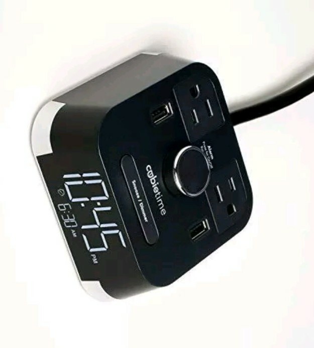 Cubie Time HOTEL Alarm Clock 2 outlets + 2 USB Charging Surge Brandstand BPECT gallery