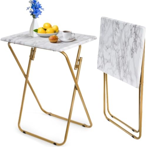 Folding TV Tray Table, Rectangular TV Trays Dinner Snack Table for Eating on gallery
