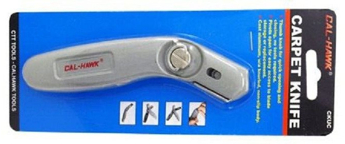 CAL-HAWK Non-Slip Coated Aluminum Utility Carpet Knife with Extra Blade Storage gallery