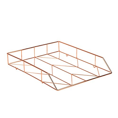 Desktop Letter Tray, Wire Metal, Copper/Rose Gold gallery