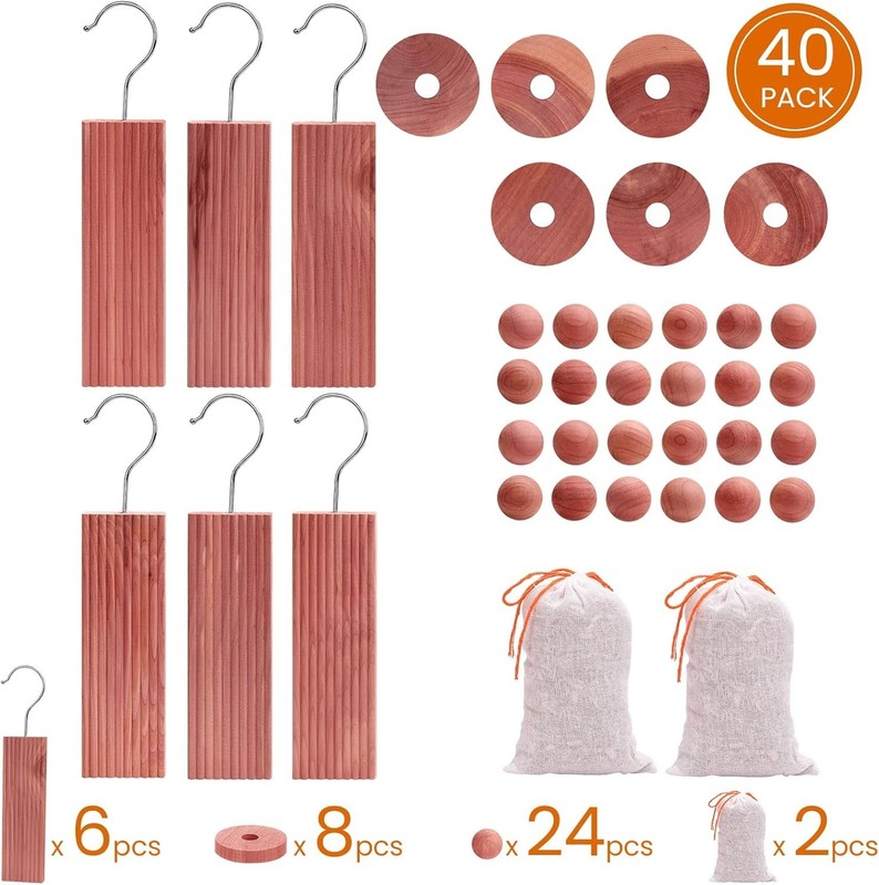 Fresh Cedar Blocks & Sachets Pack for Ultimate Closet Organization - 40 Count gallery