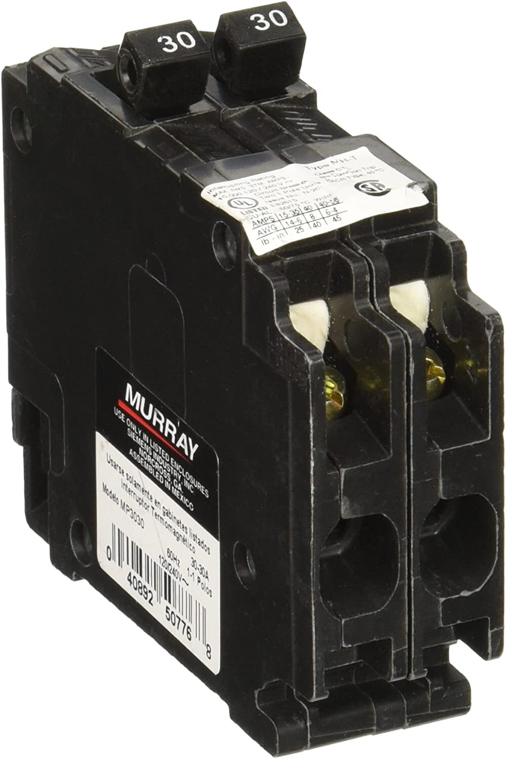 MURRAY MP3030 Duplex Type Mh-T Circuit Breaker, 120 Vac, 30 A, 2 P, 10 Ka gallery