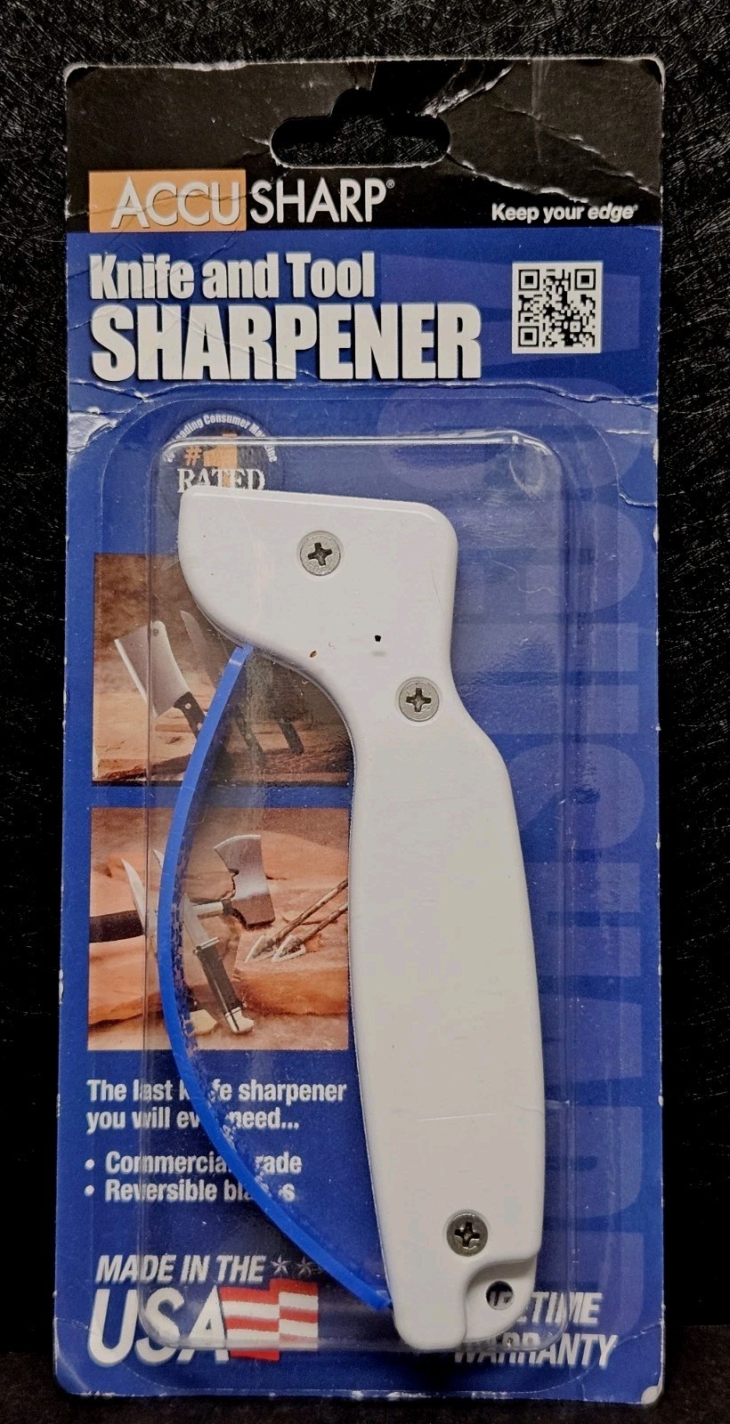 AccuSharp Knife and Tool Sharpener White Blue Commercial Grade Made in USA gallery