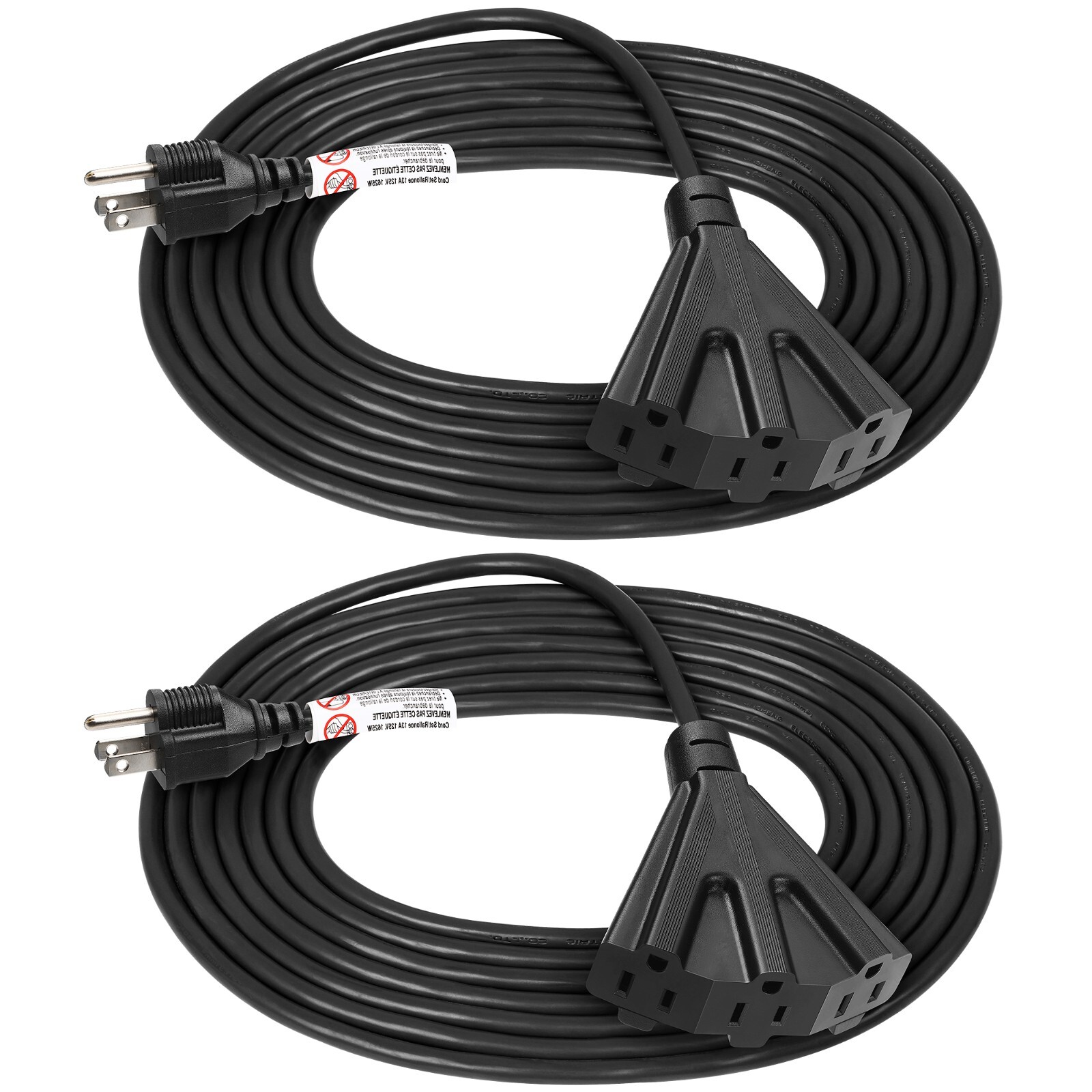 DEWENWILS 2 Pack Outdoor Extension Cord Multiple Outlet 15 FT 16/3 SJTW Black gallery