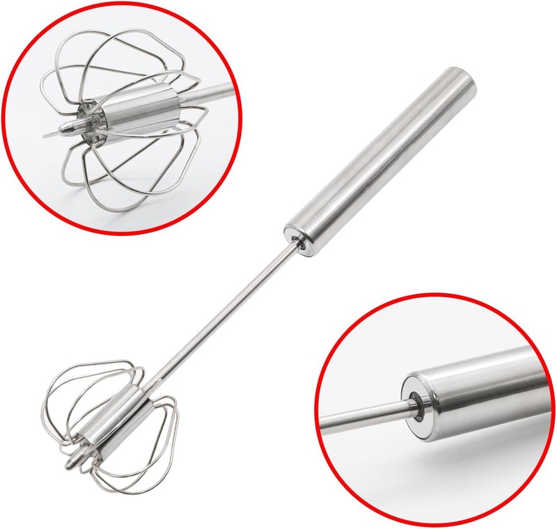 2X Semi Automatic Egg Whisk Stainless Steel Hand Push Beater Mixer Cream Frother gallery