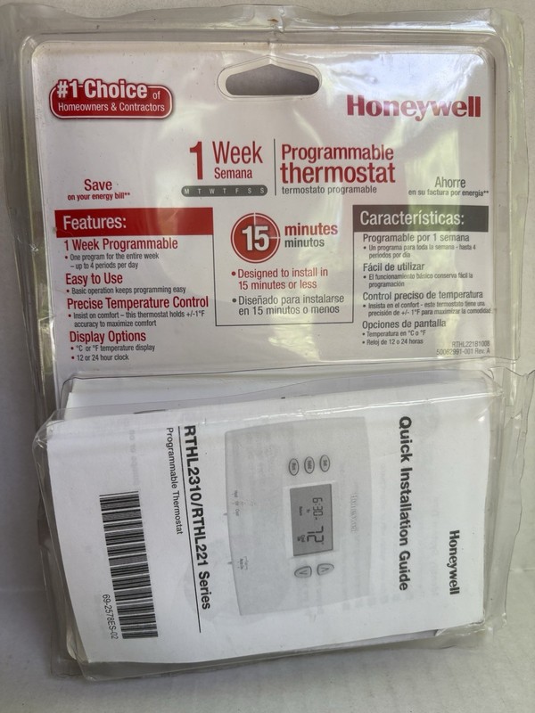 Honeywell Digital 1-Week Programmable Thermostat RTHL221B NEW gallery