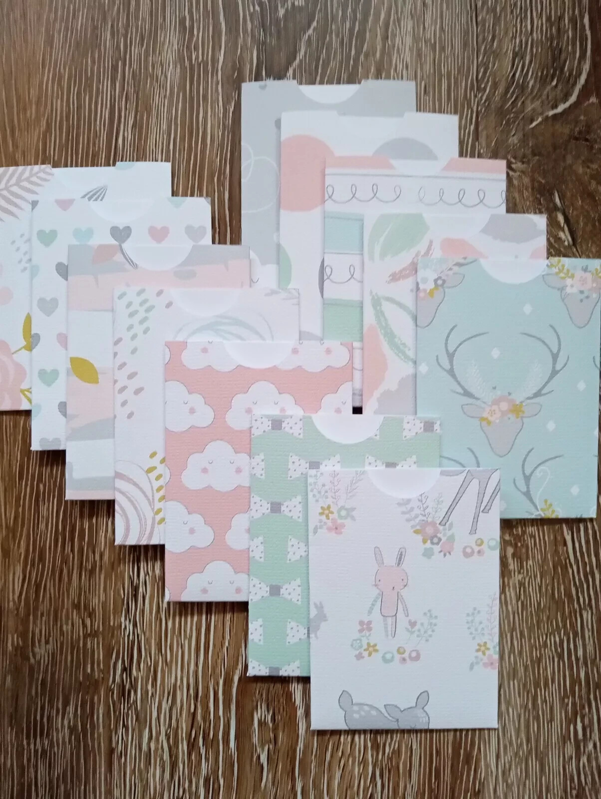 12 Top Loading Paper Gift Card Holders Envelopes Soft Pastel Baby Shower gallery