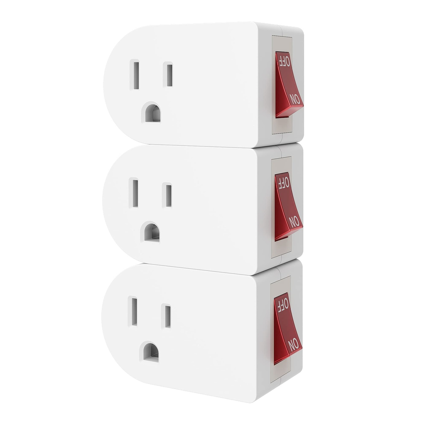 4 Pack Grounded Outlet Adapter W/ ON Off Switch Red Indicator Light ETL Listed gallery