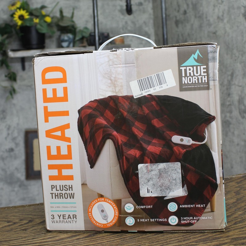 true North Microplush Plaid Heated Electric Throw Blanket Red / Black 50x60 gallery