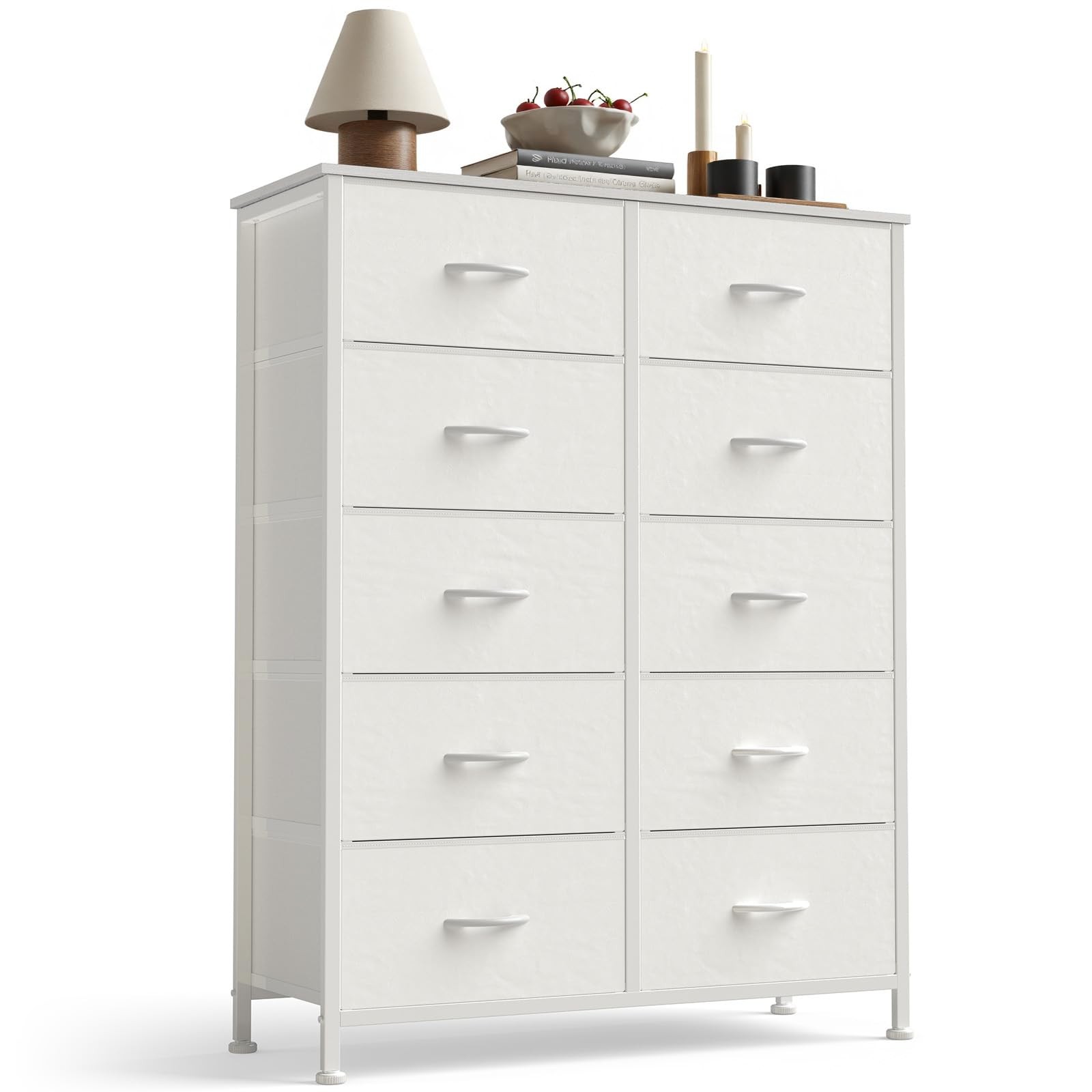 10 Drawer Fabric Dresser Storage Tower with Bins, Tall Chest Organizer for Be... gallery