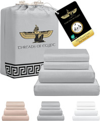 100% Egyptian Cotton Sheets Split King Size | 1200 Thread Count | CEA Gold Seal