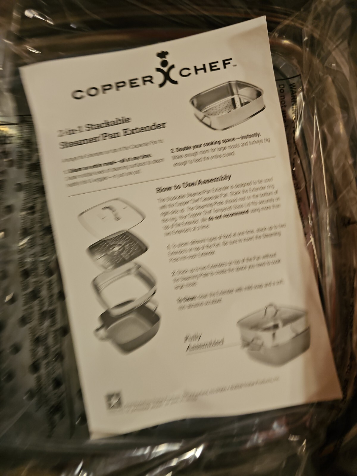 Copper Chef 11" 2 in 1 Stackable Steamer Pan Extender Ring & Tray Cookware NEW gallery