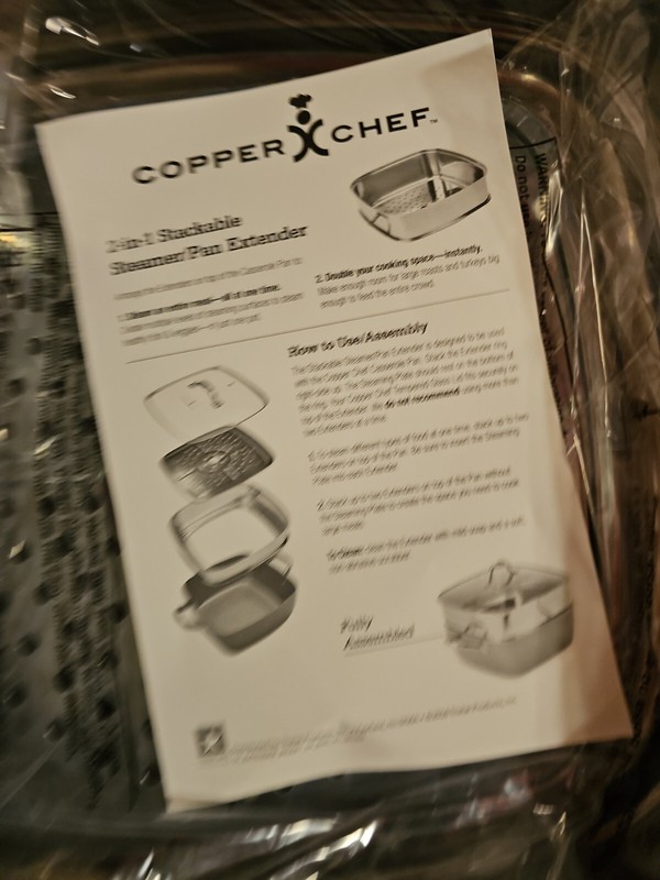 Copper Chef 11" 2 in 1 Stackable Steamer Pan Extender Ring & Tray Cookware NEW gallery