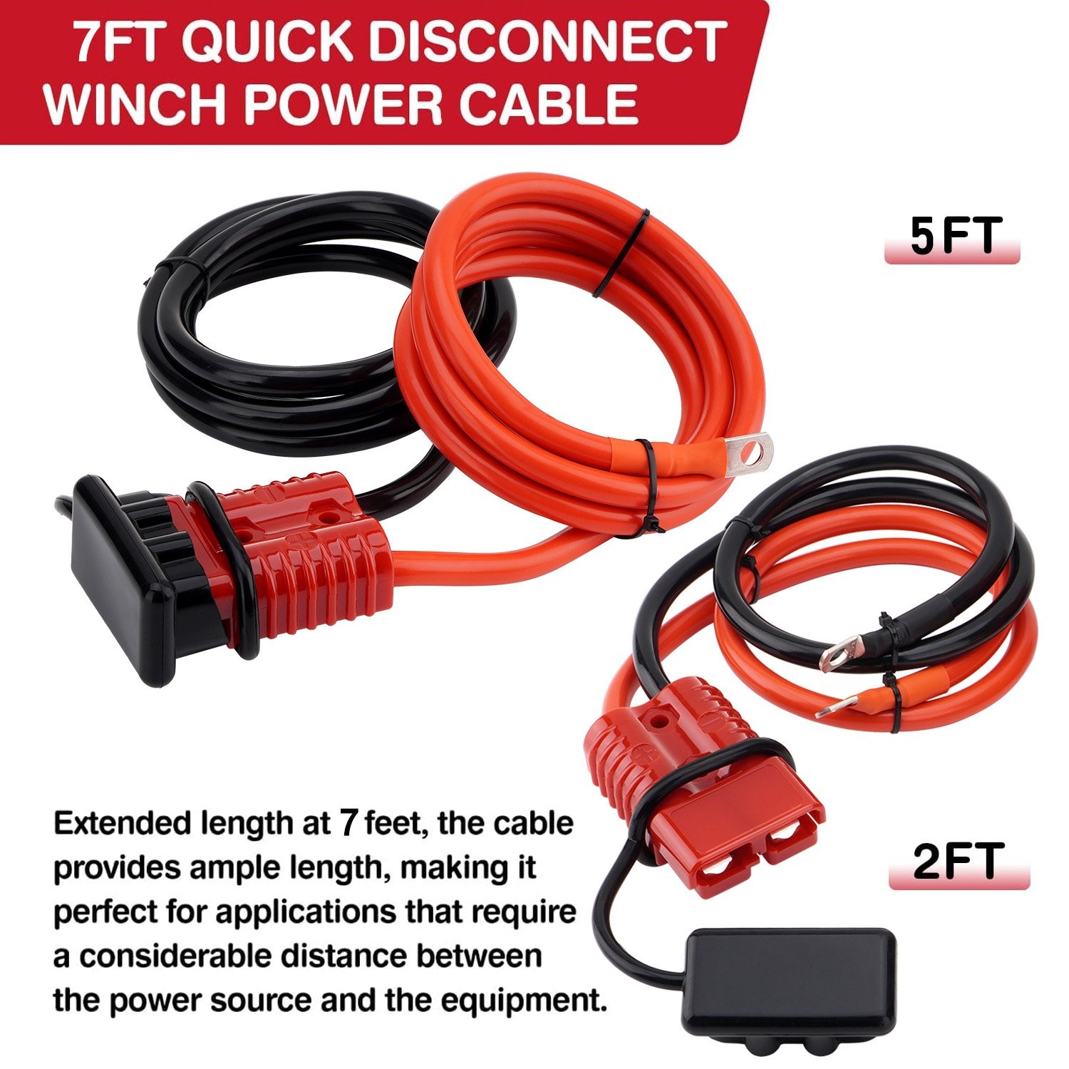 7 FT / 24 FT Quick Disconnect Winch Power Cable 4 Gauge 4 AWG Copper Wiring A+++ gallery
