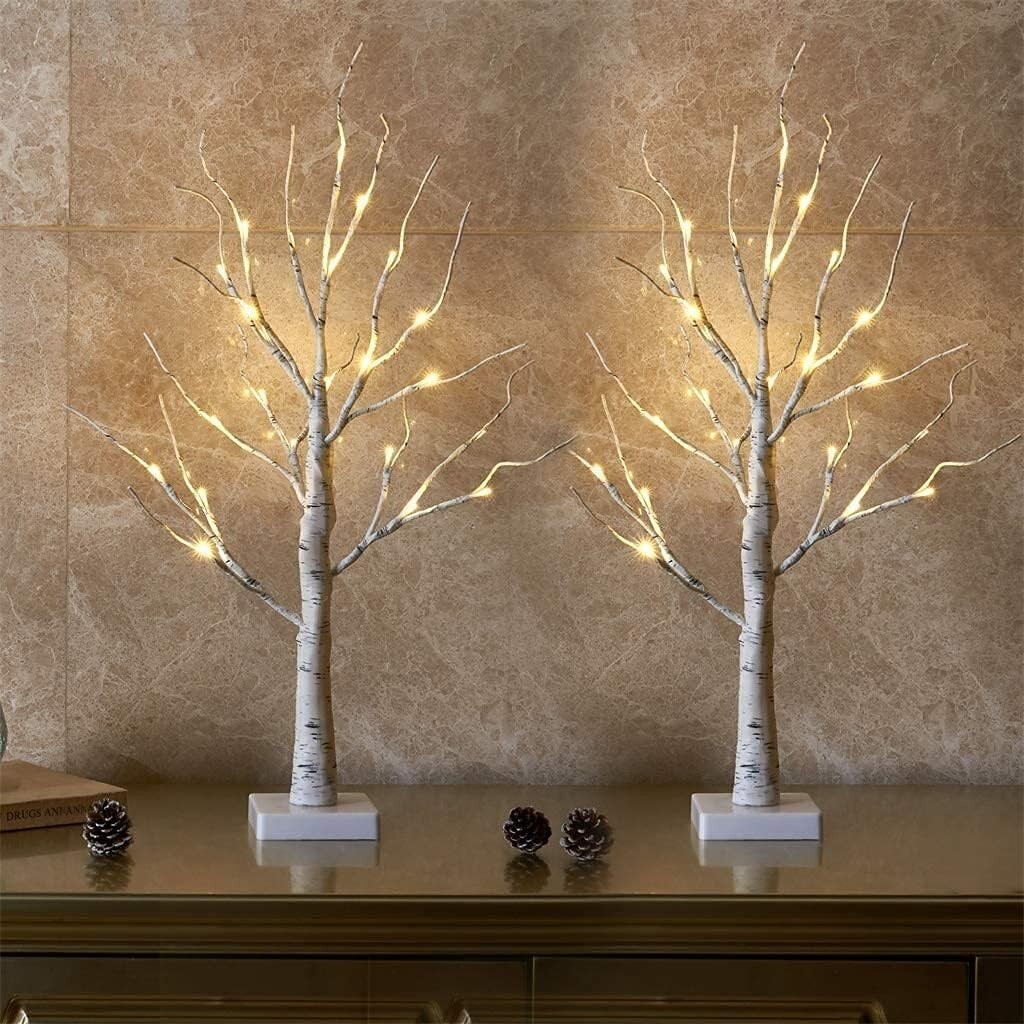 Joiedomi 2 Pack 24" LED Birch Tree, Battery Operated Warm White Tabletop Tree gallery
