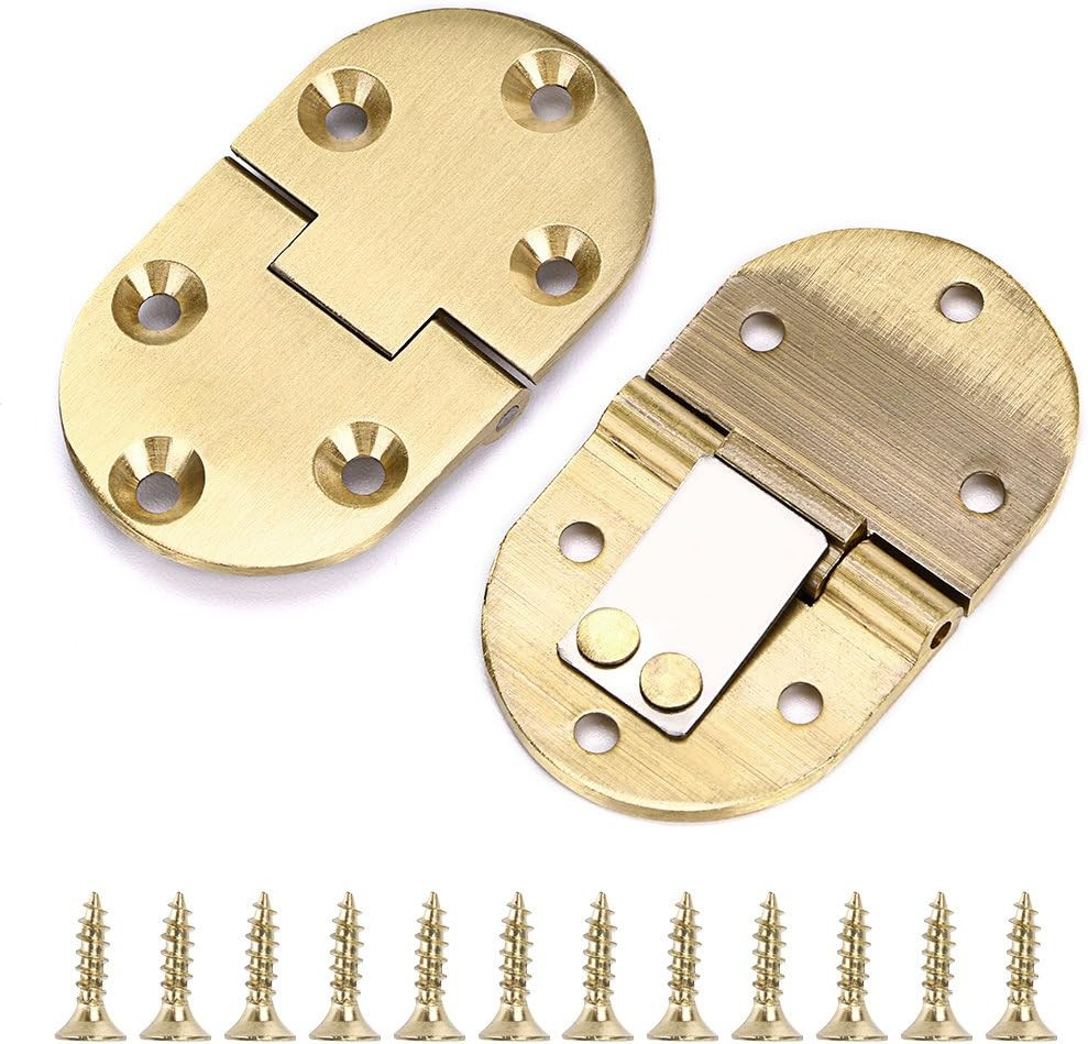 2 Pack 90 Degree Flip Top Hinges Solid Brass For Folding Tables 55Lb Capacity