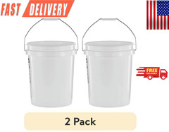 (2 pack) United Solutions 5 Gallon Round Utility Bucket, Comfort Handle, Plastic