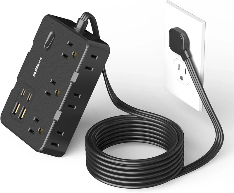Flat Plug Power Strip Surge Protector, 5Ft Ultra Thin Extension Cord with 4 USB gallery