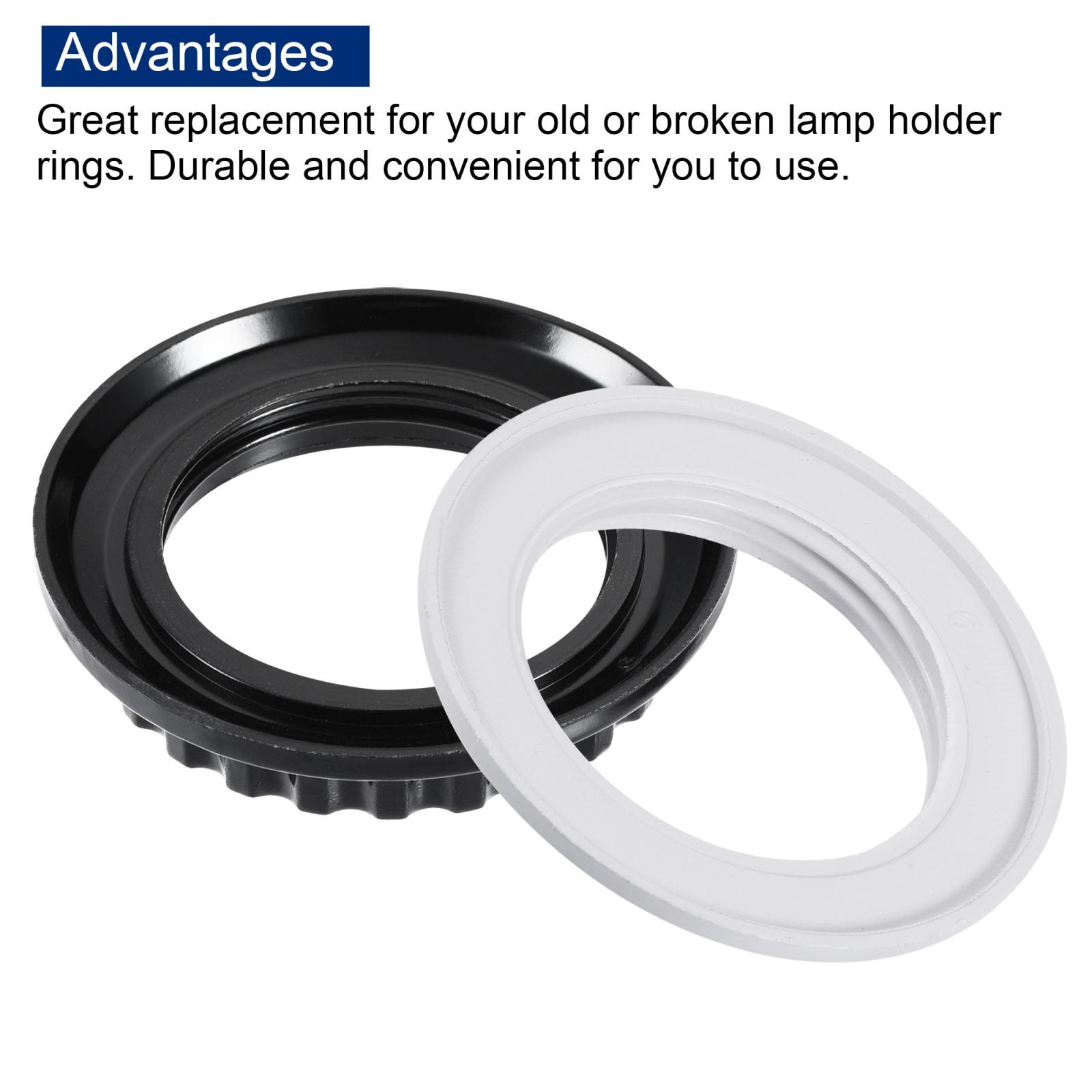E26/E27 Light Socket Rings Lamp Shade Holder Adapter Ring 6Pcs Black 6Pcs White gallery