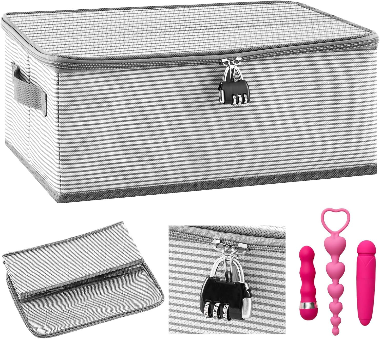 Discreet Lockable Adult Toy Storage Organizer Adult Toy Bag Storage Bins Case wi gallery