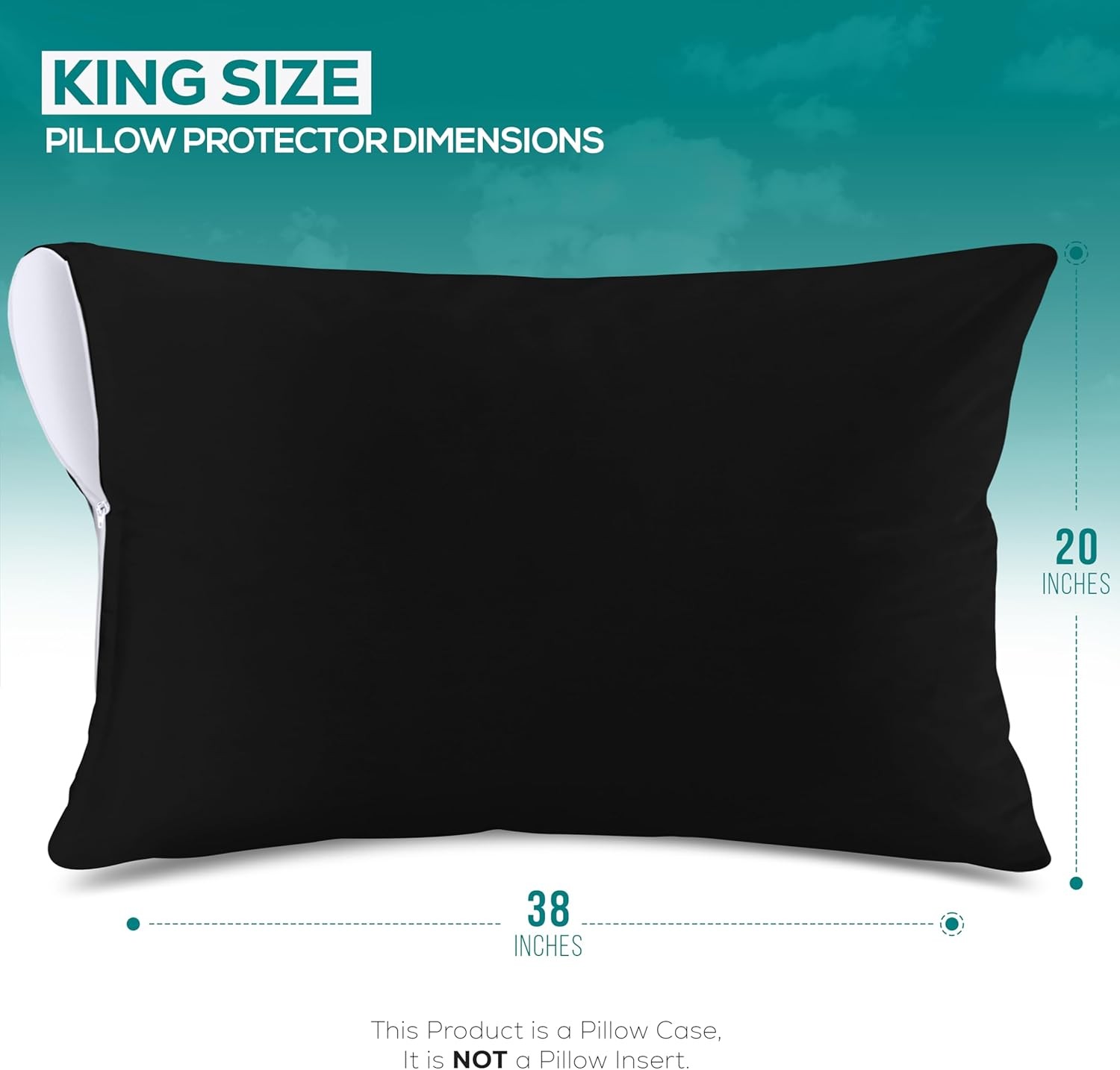 Protective cover with zipper, extra large (2 pieces, black), 20 in × 38 in gallery
