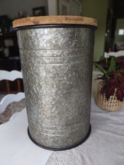 Rustic Storage Stool Side End Table Farmhouse Galvanized Metal Grey Wood 18×12″