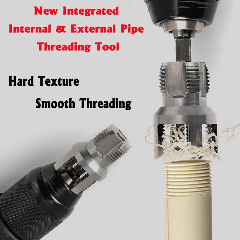 3PCS PVC Pipe Threader Kit 1/2 3/4 1 Inch NPT Drill Compatible Threading Tool gallery