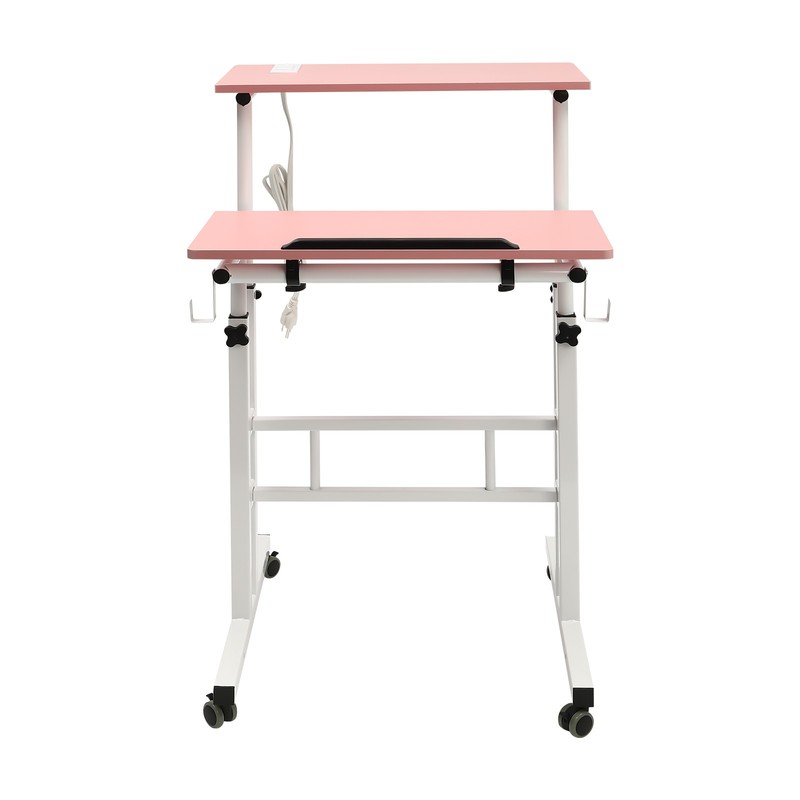 Mobile Adjustable Standing Desk with Dual Desktop for Home & Office gallery