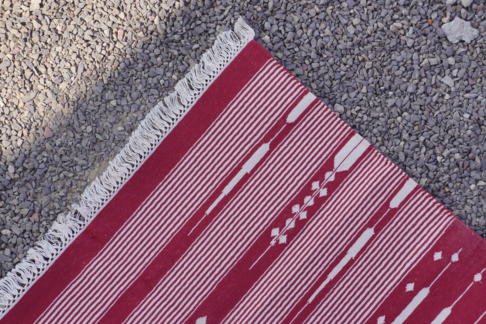 Rugmoda Cotton Red & White Striped Geometric 3x5 ft Living Room Area Rug gallery