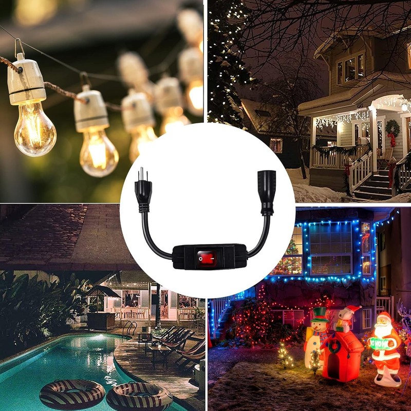 Versatile 1.5 Ft Outdoor Extension Cord with On/Off Waterproof Switch - 125V/15A gallery