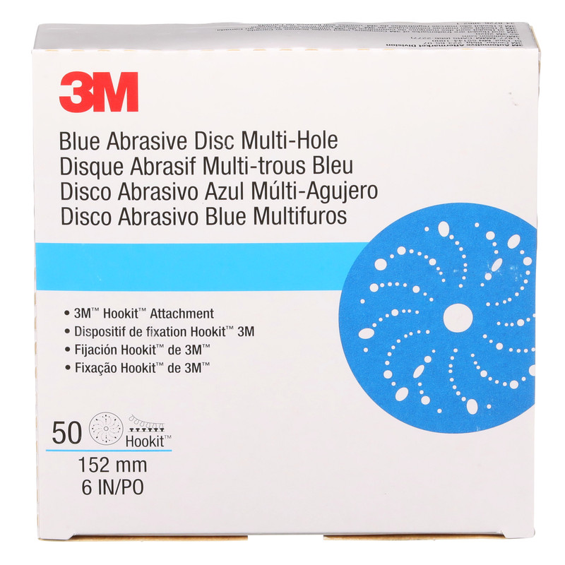 3M Hookit Blue Abrasive Disc 321U Multi-hole, 36184, 6 in, 800 gallery