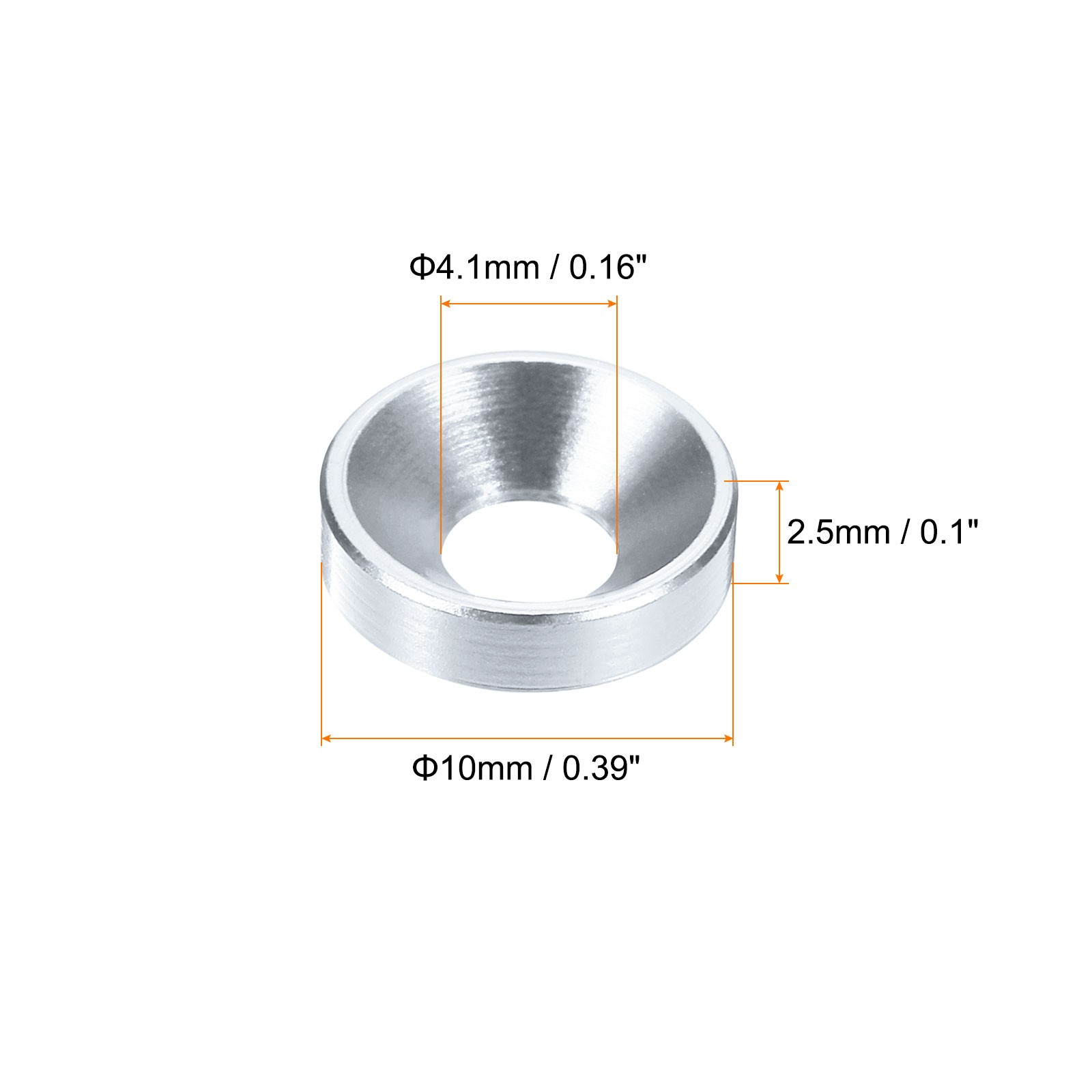 50pcs M4 Counterbore Washers, 10mm/0.39inch Aluminum Alloy for RC, Silver gallery
