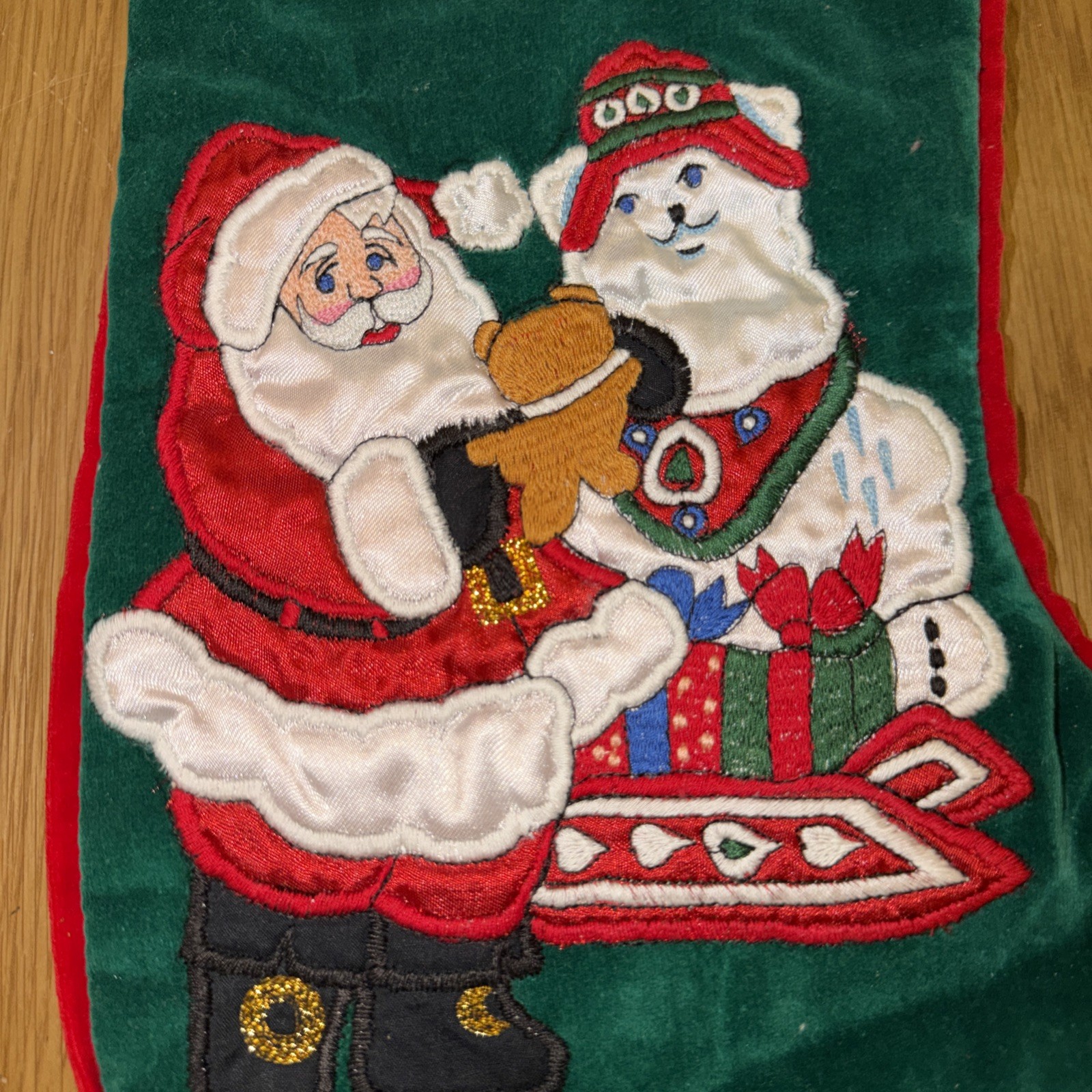 Vintage Santa Christmas Stocking L’art De Chine Polar Bear gallery