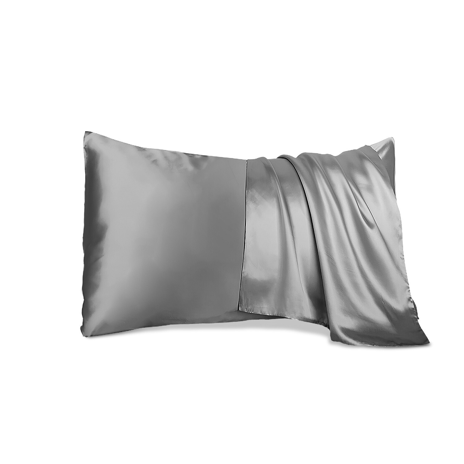 WonderSleep Silky Pillowcases Set, 2 Pack Queen Size 20x30 Inches - Silver Grey gallery