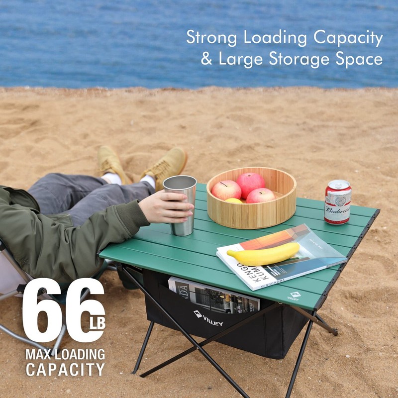 VILLEY Portable Camping Side Table Beach Table w/Bag Ultralight Aluminum Folding gallery