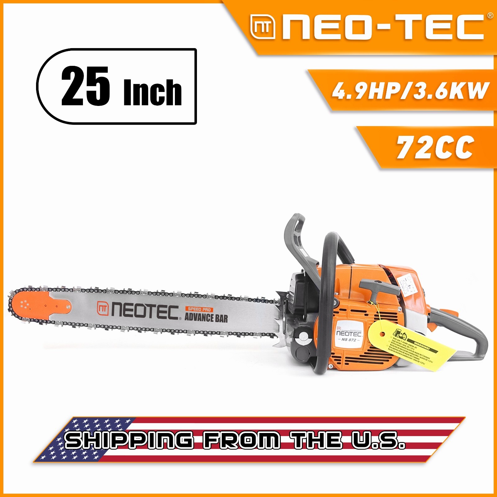 72cc Chainsaw Gasoline Power with 25'' Guide Bar Saw Chain Compatible with MS381 gallery