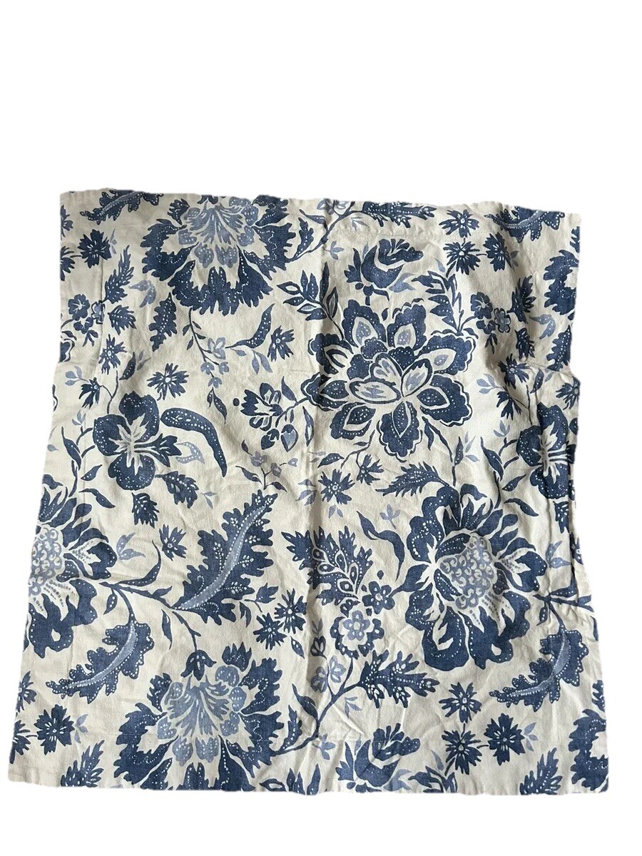 POTTERY BARN Palampore Blue Cream Linen Blend Euro Sham 30” By 32” gallery