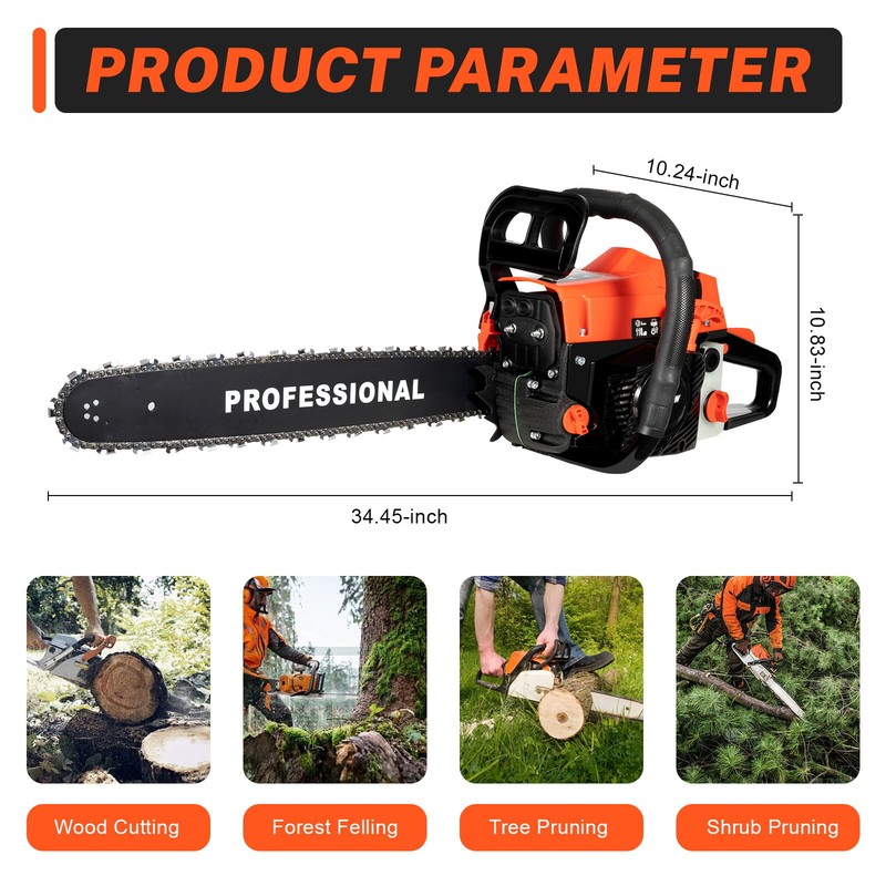 2-Stroke Gasoline Chainsaw 58 CC 20" Bar Power Engine Wood Cutting Gas Chain Saw gallery