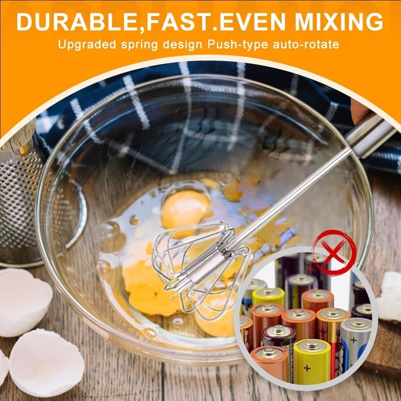 Semi-Automatic Egg Whisk Hand Push Egg Beater Stainless Steel Blender Mixer Whis gallery