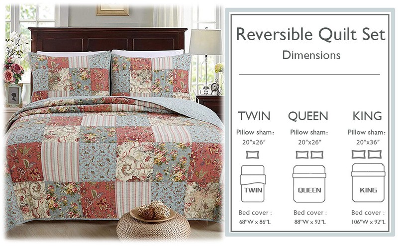 Eleanor Patchwork Reversible Cotton Quilt Set, Bedspread, Coverlet gallery