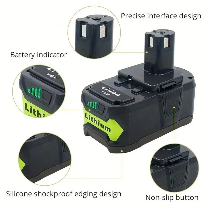 For RYOBI P108 18V One Plus High Capacity Battery Lithium-Ion Battery P105 P103 gallery