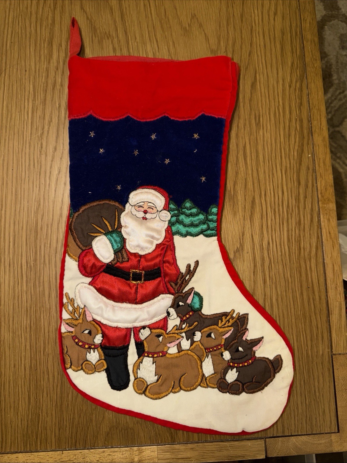 Vintage Santa Christmas Stocking L’art De Chine Reindeer Rudolph Sock gallery